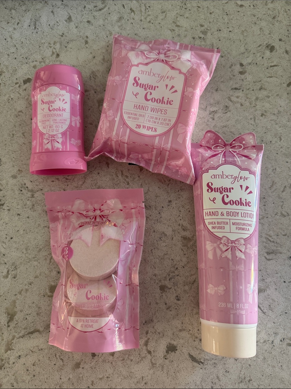 Amber Glow Sugar Cookie Bath & Body Gift Set Pink Gourmand